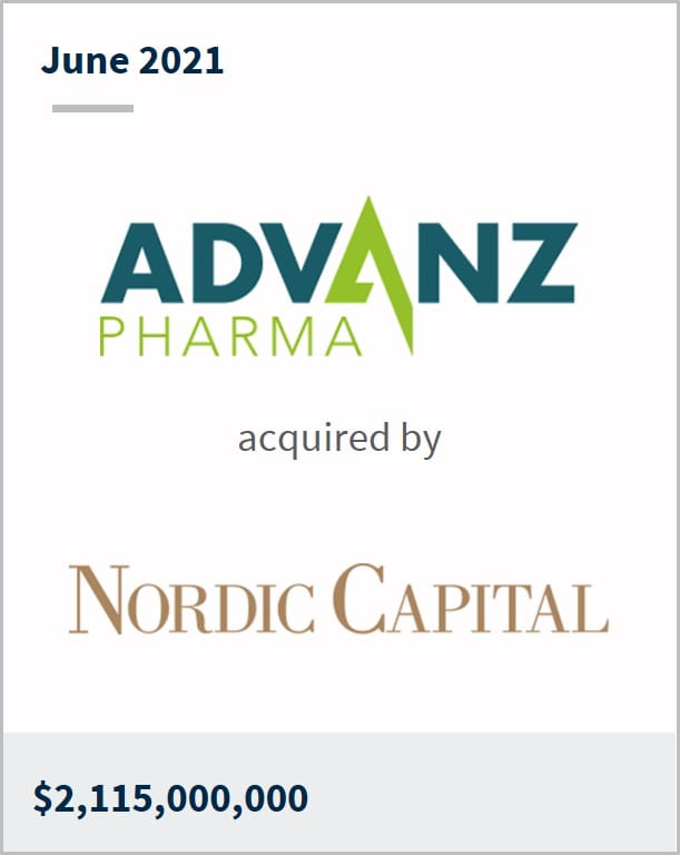 June 2021 ADVANZ PHARMA has been acquired by Nordic Capital $2,115,000,000