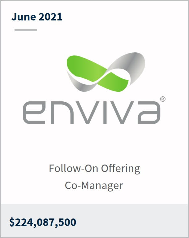 June 2021 Enviva Partners $224,087,500 follow-on offering co-manager