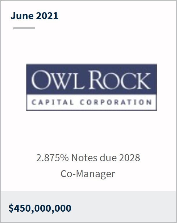June 2021 Owl Rock Capital $450M 2.875% notes due 2028 co-manager