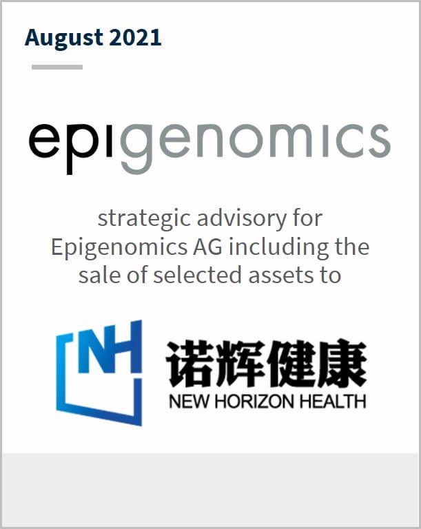 August 2021 Strategic advisory for Epigenomics AG including the sale of selected assets to New Horizon Health