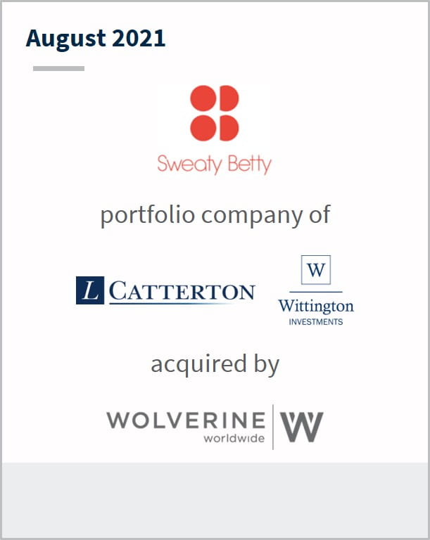 August 2021 Sweaty Betty a portfolio company of multiple companies has been acquired by Wolverin Worlwide