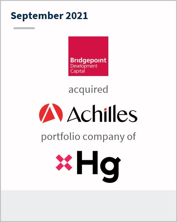 September 2021 Bridgepoint has acquired Achilles a portfolio company of Hg