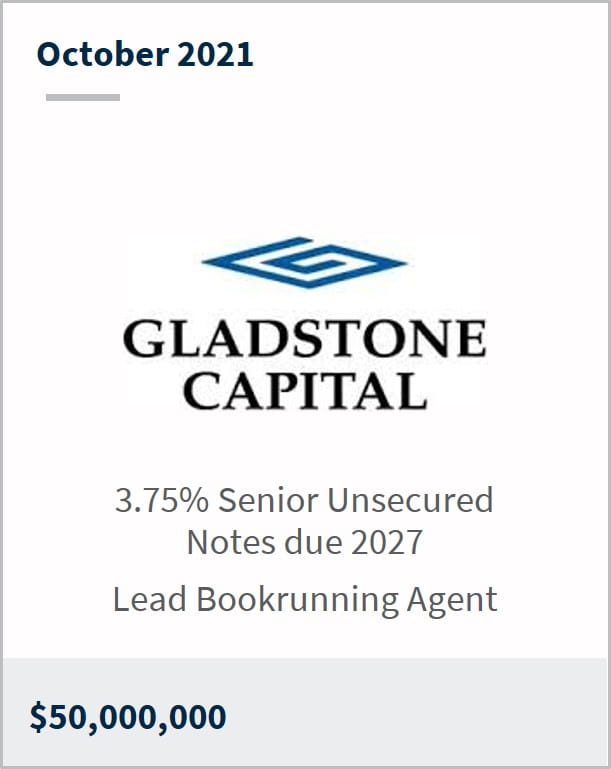 October 2021 Gladstone Capital Corporation $50M 3.75% senior unsecured notes due 2027