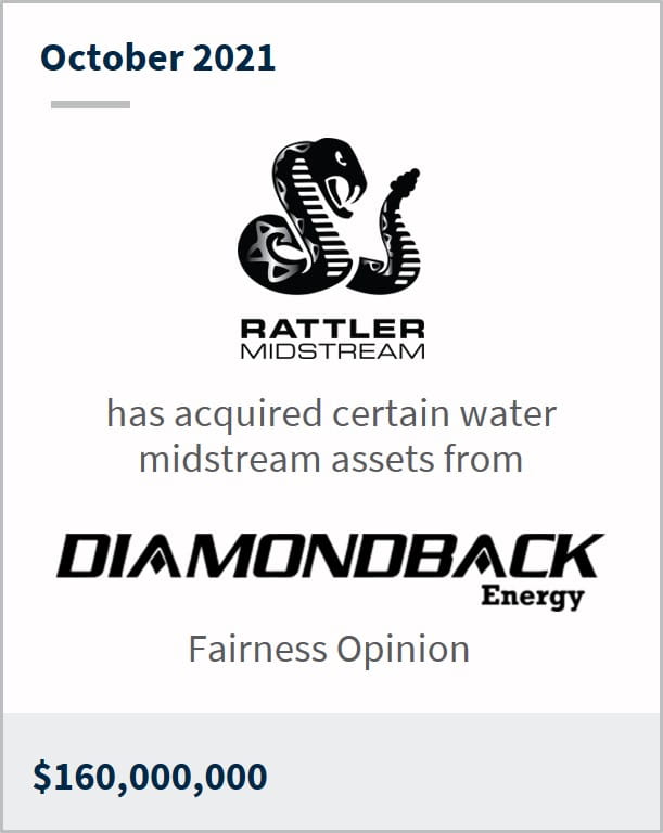 October 2021 Rattler Midstream has acquired certain water midstream assets from Diamondback Energy $160,000,000