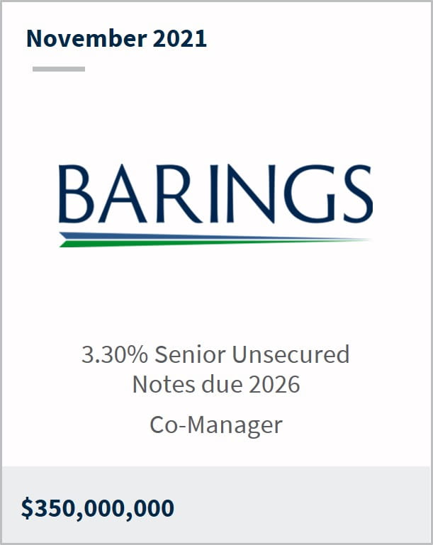 November 2021 Barings BDC $350M 3.30% senior unsecured notes due 2026 co-manager