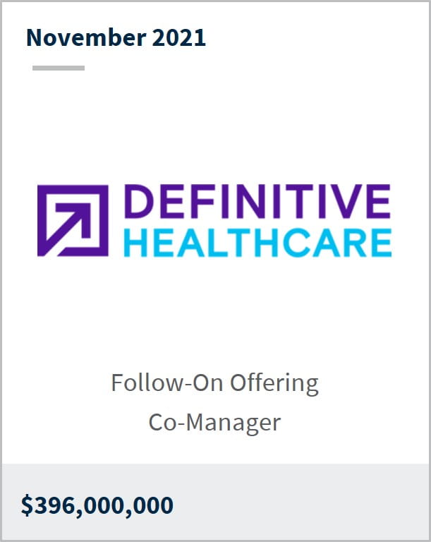 November 2021 Definitive Healthcare $396M follow-on offering co-manager