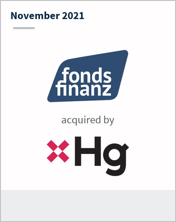 November 2021 Fonds Finanz has been acquired by Hg
