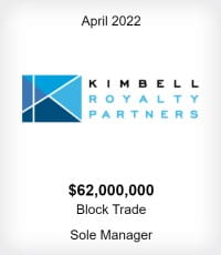 November 2021 Kimbell Royalty Partners $62M block trade sole manager