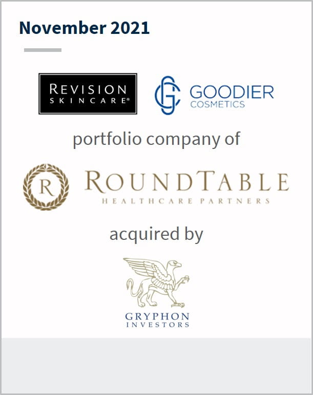 November 2021 Revision Goodier a portfolio company of RoundTable has been acquired by Gryphon Investors