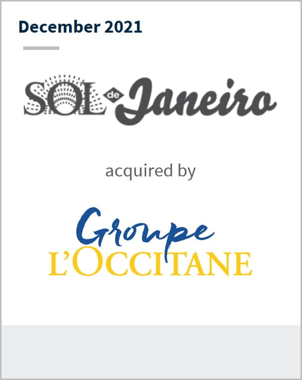 December 2021 Sol de Janeiro has been acquired by Groupe L'occitane