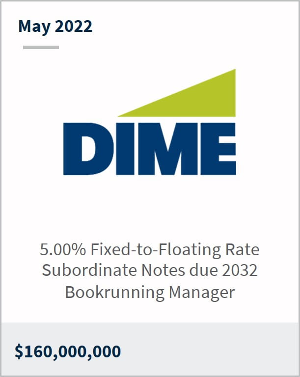 May 2022 $ 160M 5.00% fixed-to-floating rate subordinated notes due 2032
