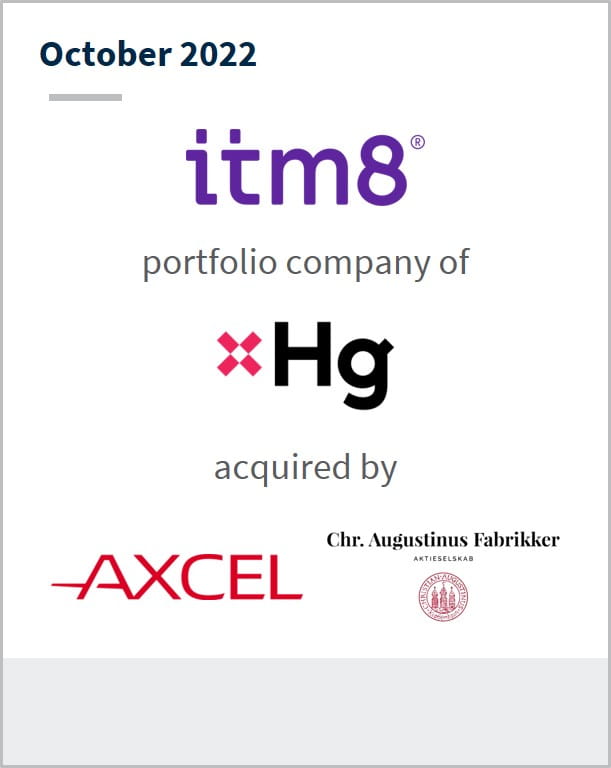 October 2022 itm8 A portfolio company of Hg Has been acquired by Axcel Chr. Augustinus Fabrikker