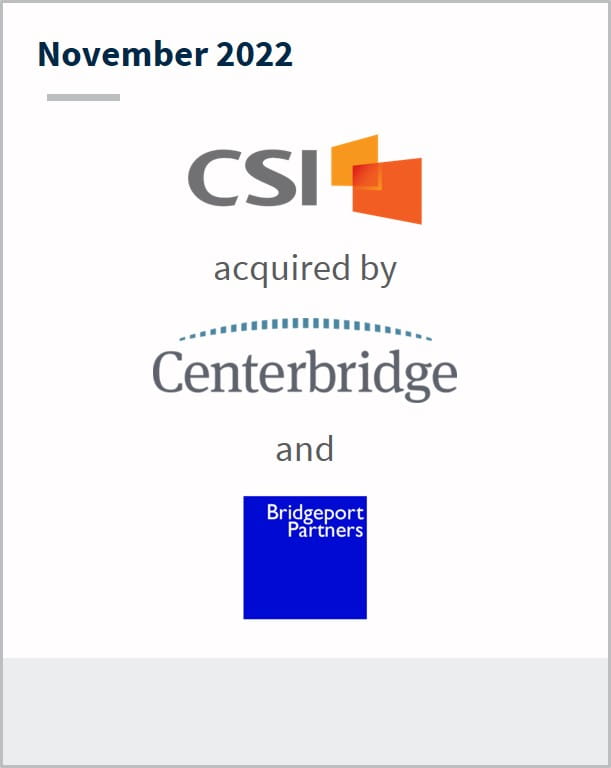 November 2022 Computer Services Has been acquired by Centerbridge and Bridgeport Partners