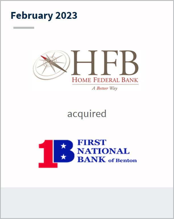 February 2023 Home Federal Bancorp of Louisiana Has acquired First National Bank of Benton