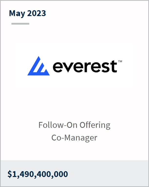 May 2023 Everest $1,490,400,000 Follow-On Offering Co-Manager