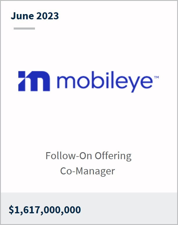 June 2023 Mobileye $1,617,000,000 Follow-On Offering Co-Manager