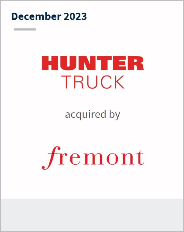December 2023 Hunter Truck Has been acquired by Fremont