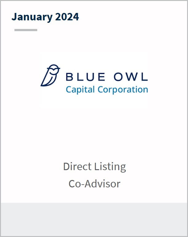 January 2024 Blue Owl Capital Corporation III Direct Listing Co-Advisor
