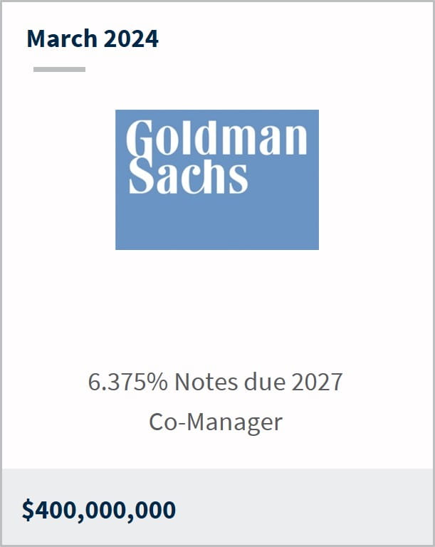 March 2024 Goldman Sachs BDC, Inc. $400m 6.375% Notes due 2027 Co-Manager