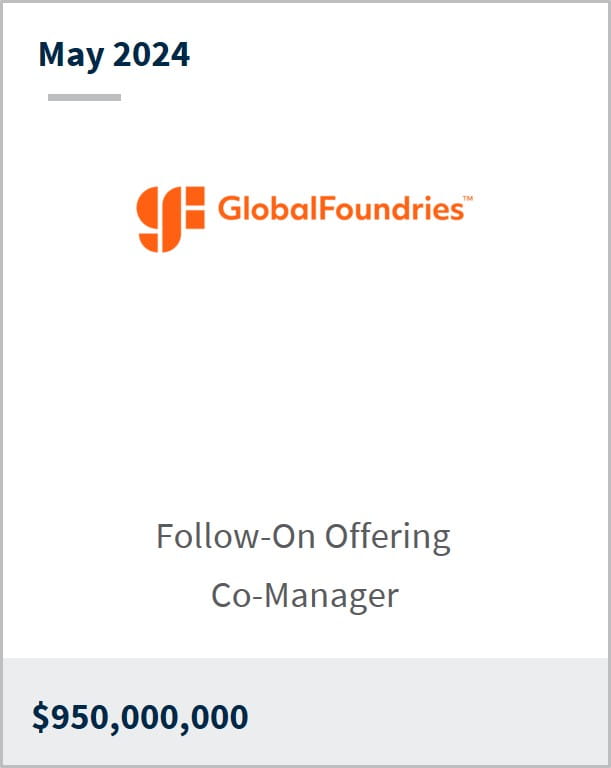 May 2024 GlobalFoundries $950m Follow-On Offering Co-Manager